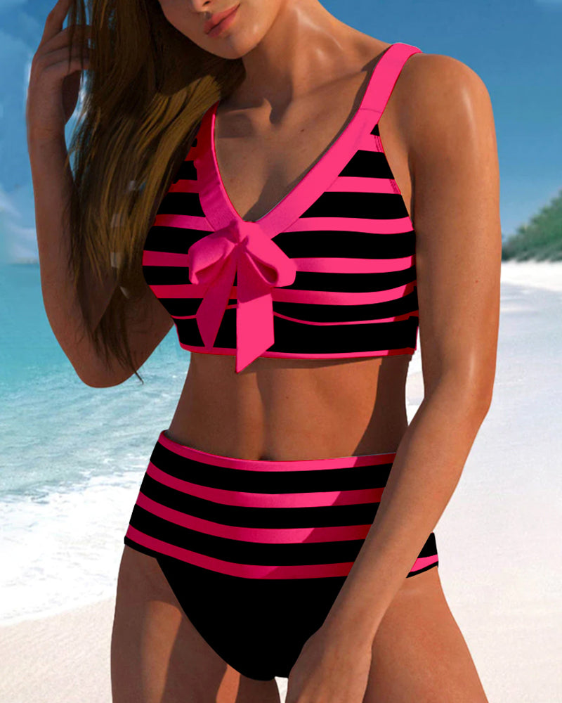 Andrea - Hochtaillierter Streifen-Bikini