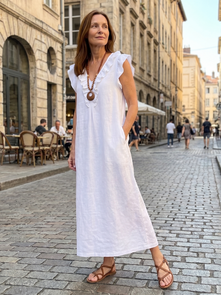 Adelaide - Ärmelloses Midi-Kleid mit Rüschensaum