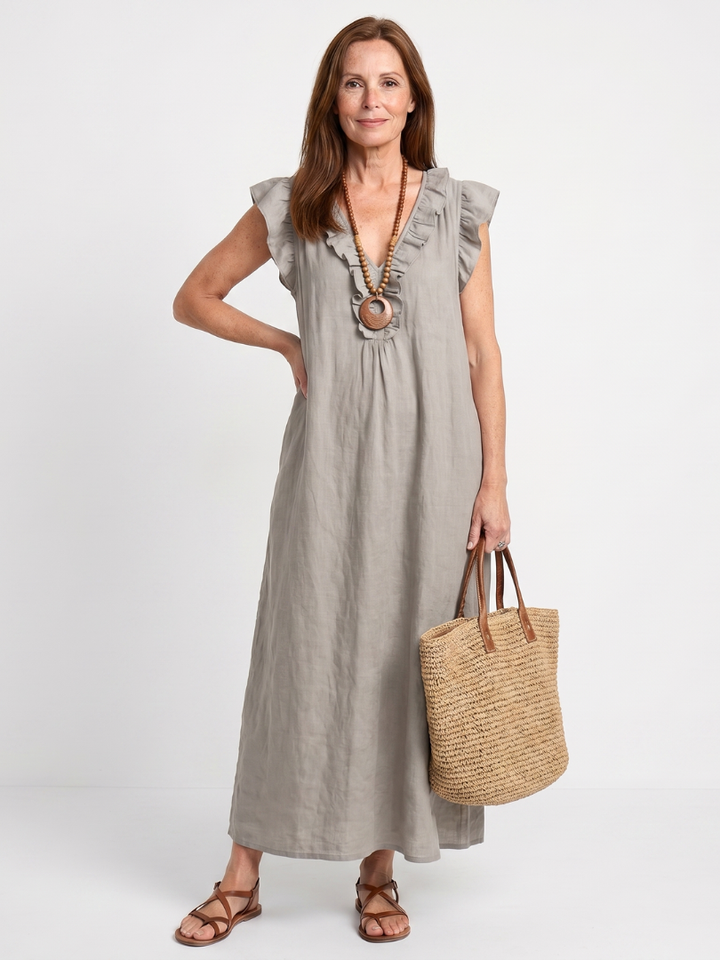 Adelaide - Ärmelloses Midi-Kleid mit Rüschensaum