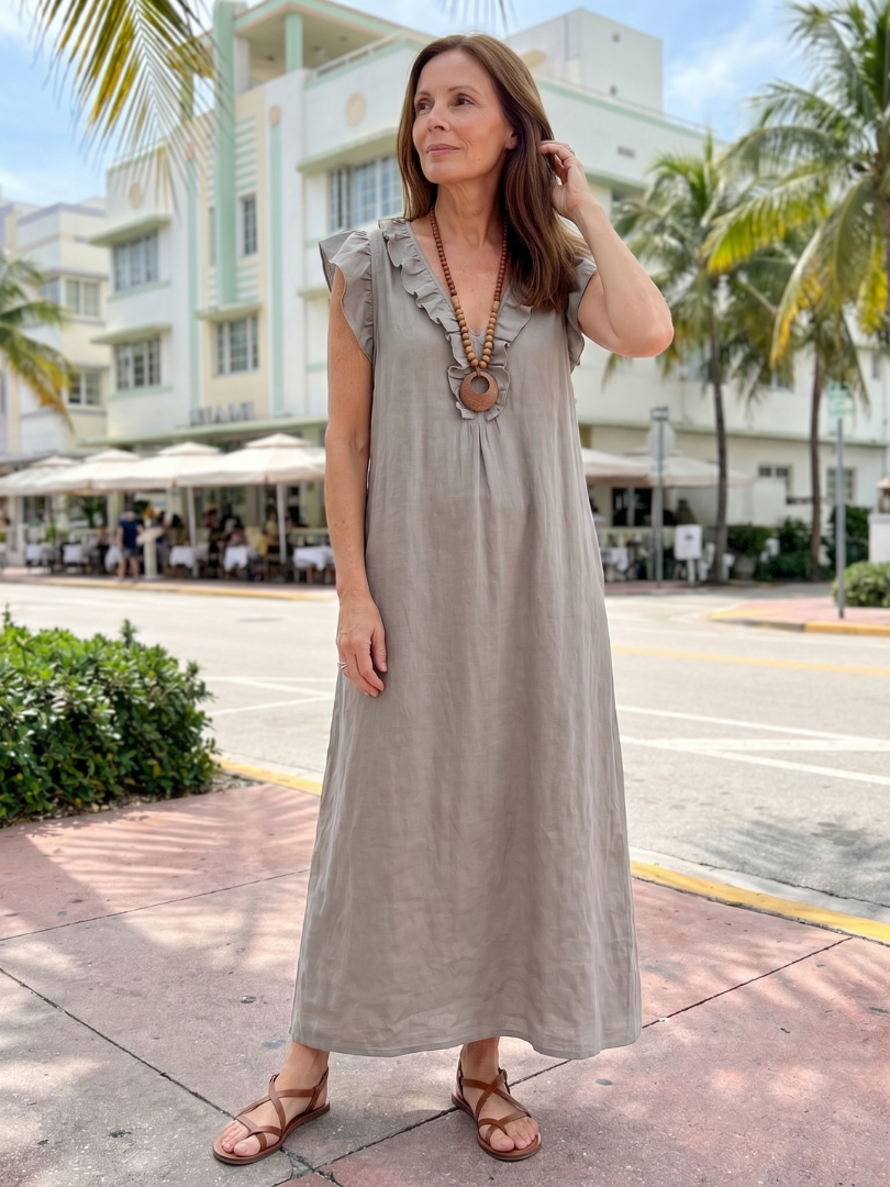 Adelaide - Ärmelloses Midi-Kleid mit Rüschensaum