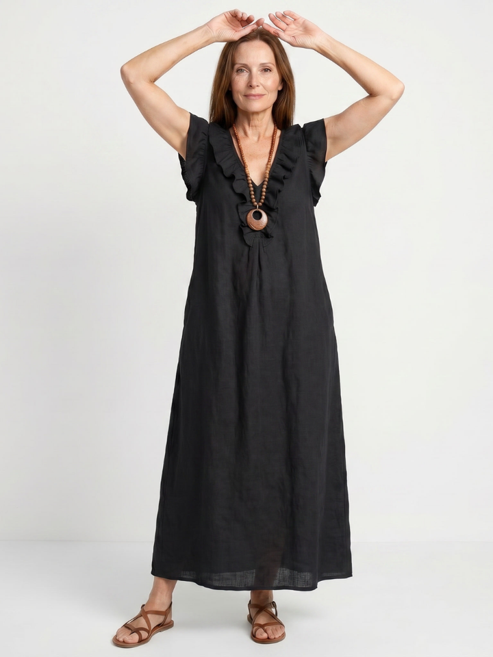 Adelaide - Ärmelloses Midi-Kleid mit Rüschensaum