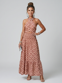 Amira - Geometrisches Print Cutout Midi Kleid