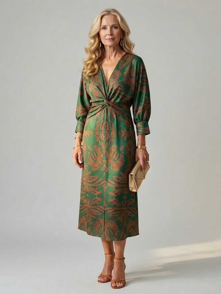 Lune - Natürliches Wickel-Midi-Kleid