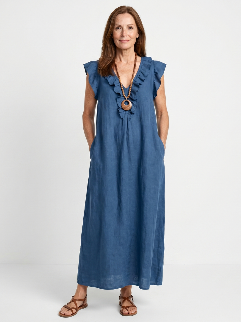 Adelaide - Ärmelloses Midi-Kleid mit Rüschensaum