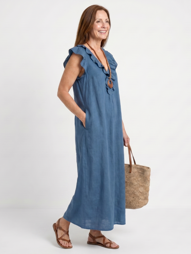 Adelaide - Ärmelloses Midi-Kleid mit Rüschensaum