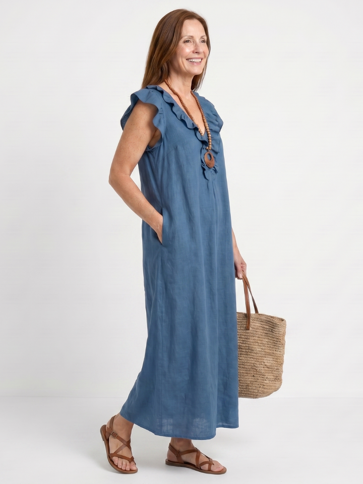 Adelaide - Ärmelloses Midi-Kleid mit Rüschensaum