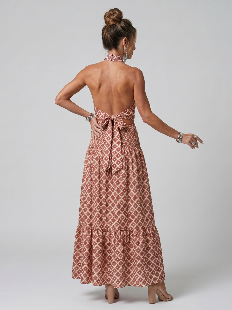 Amira - Geometrisches Print Cutout Midi Kleid