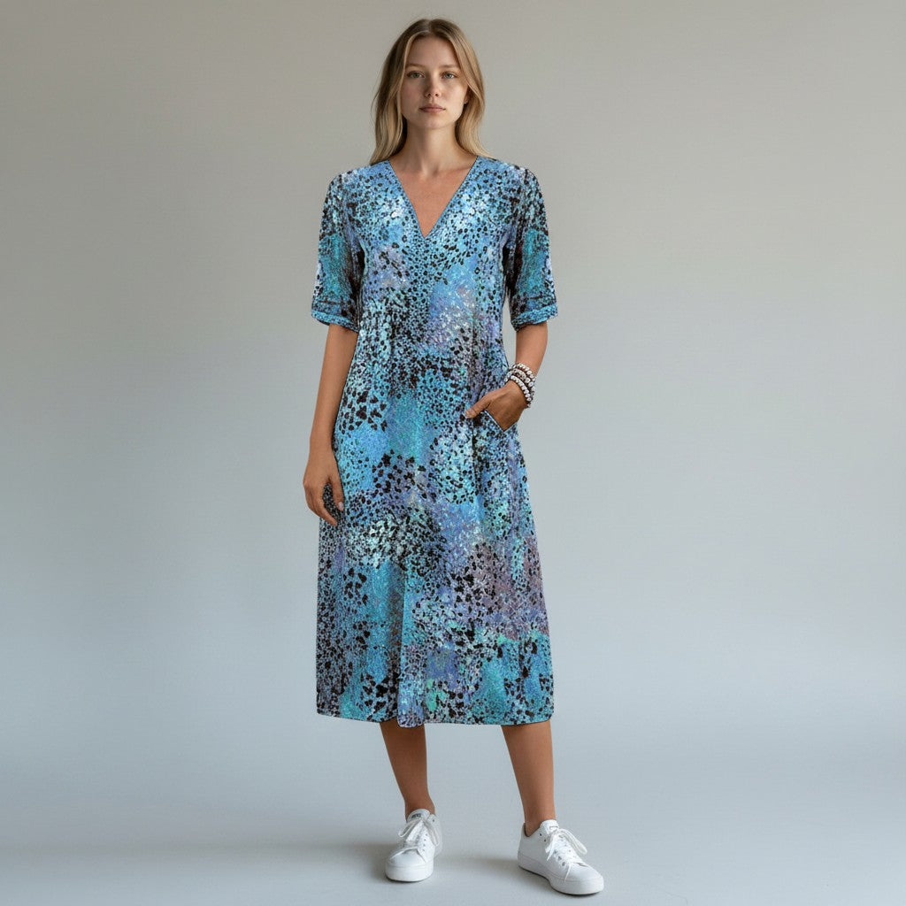 Anika | Elegantes Blumenkleid in Midi-Länge