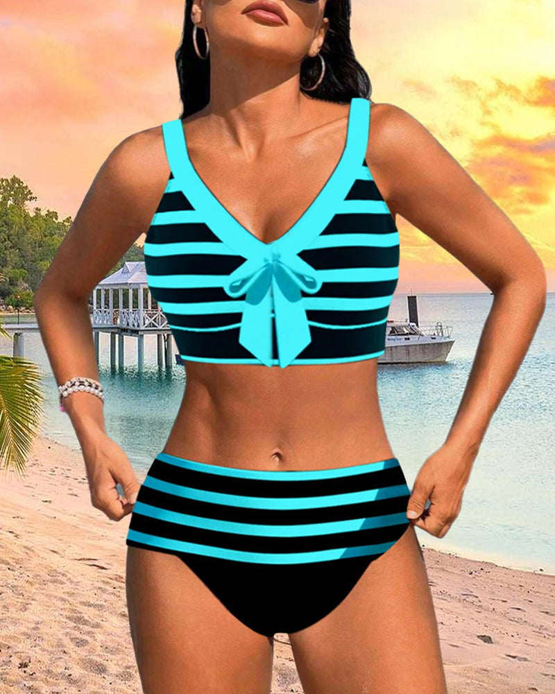 Andrea - Hochtaillierter Streifen-Bikini