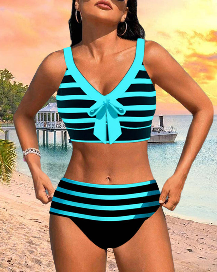 Andrea - Hochtaillierter Streifen-Bikini