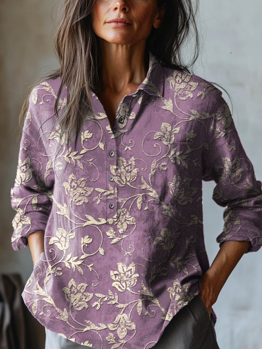 Lexi | Floral Besticktes Leinenhemd