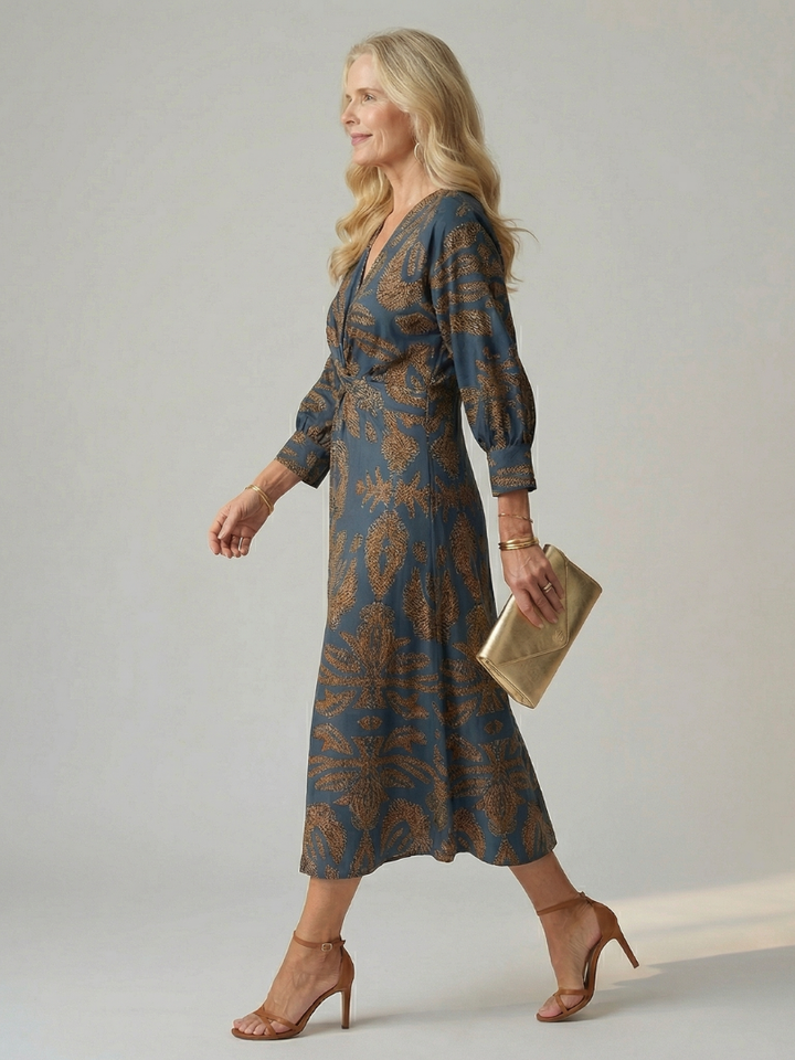 Lune - Natürliches Wickel-Midi-Kleid