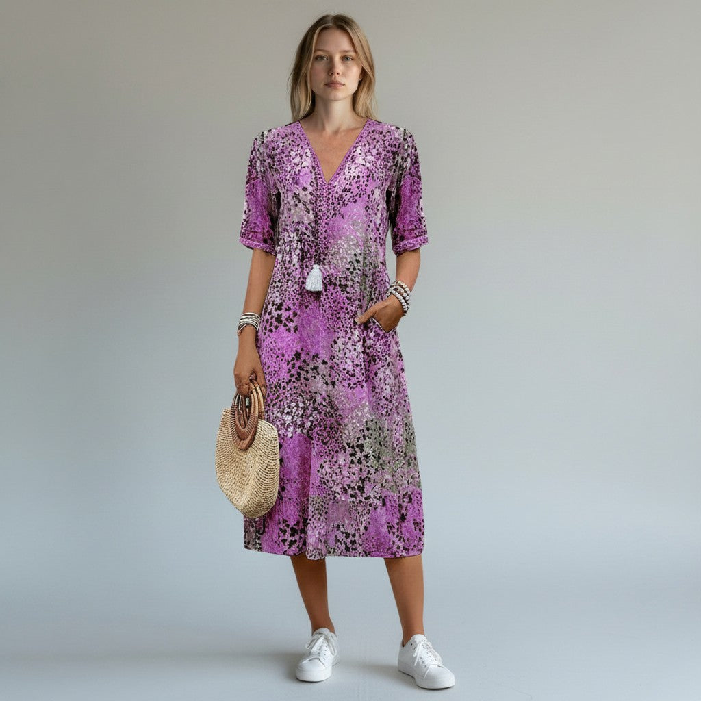 Anika | Elegantes Blumenkleid in Midi-Länge