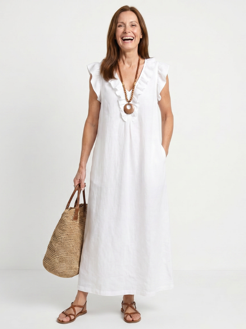 Adelaide - Ärmelloses Midi-Kleid mit Rüschensaum
