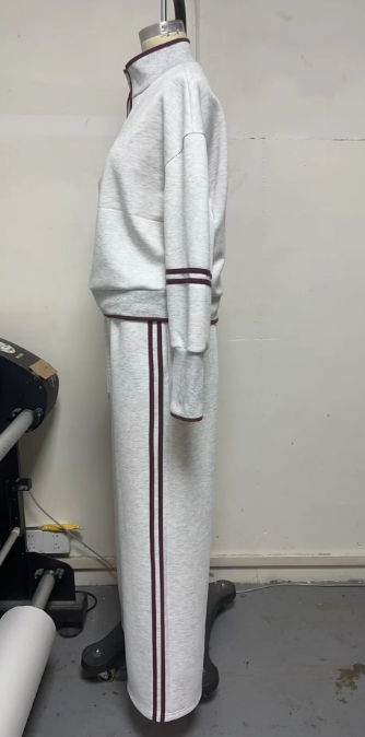 Regen - Zip-Hals Langarm-Seitenstreifen Leggings-Set