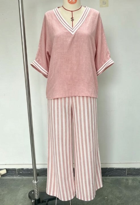 Selah - Gestreiftes Leinen-Set für Damen