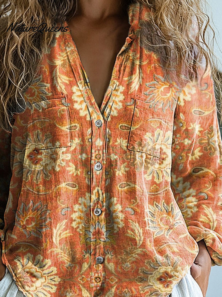 Melanie | Bluse im Boho-Stil mit floralem Muster