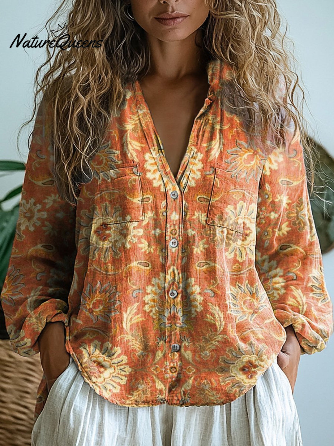 Melanie | Bluse im Boho-Stil mit floralem Muster