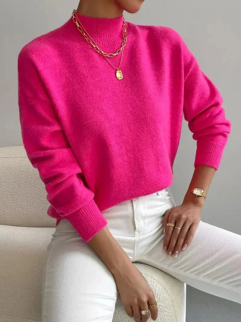 Valdborg | Damen Pullover mit Stehkragen aus Strick