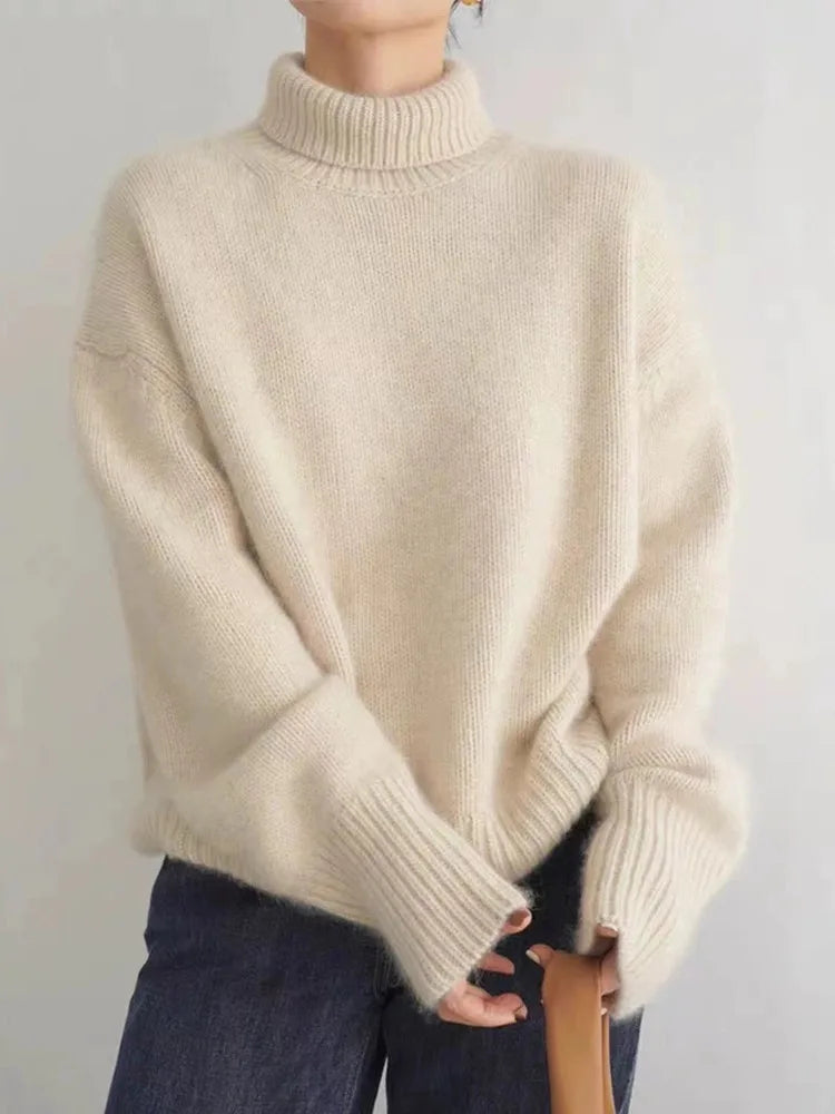 Valdmara | Damen Oversized Rollkragen-Strickpullover