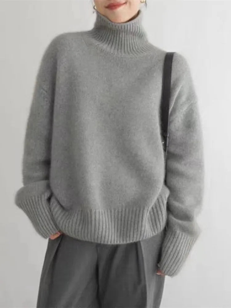 Valdmara | Damen Oversized Rollkragen-Strickpullover